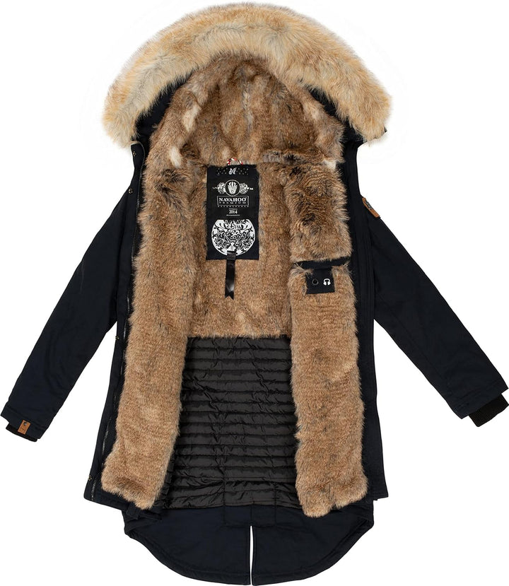 Navahoo Damen Warmer Winterparka mit Kapuze Bombii XS-XXL XXL Blau, XXL Blau