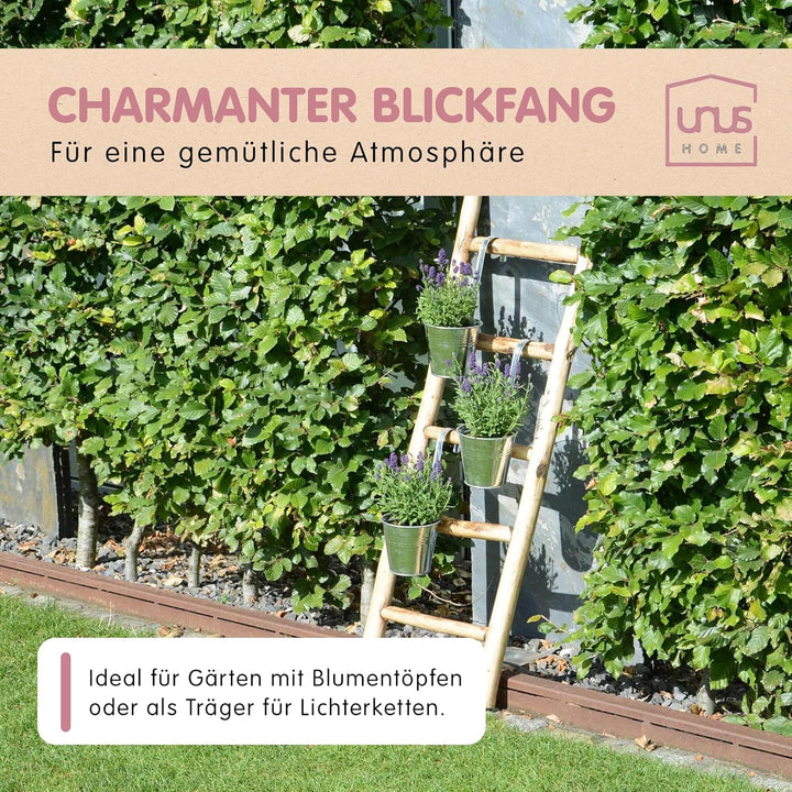 UNUS Dekoleiter Holzleiter Deko Leiter Wand Dekoration Handtuchhalter 120cm 5 Stufen Old Look Old Lo