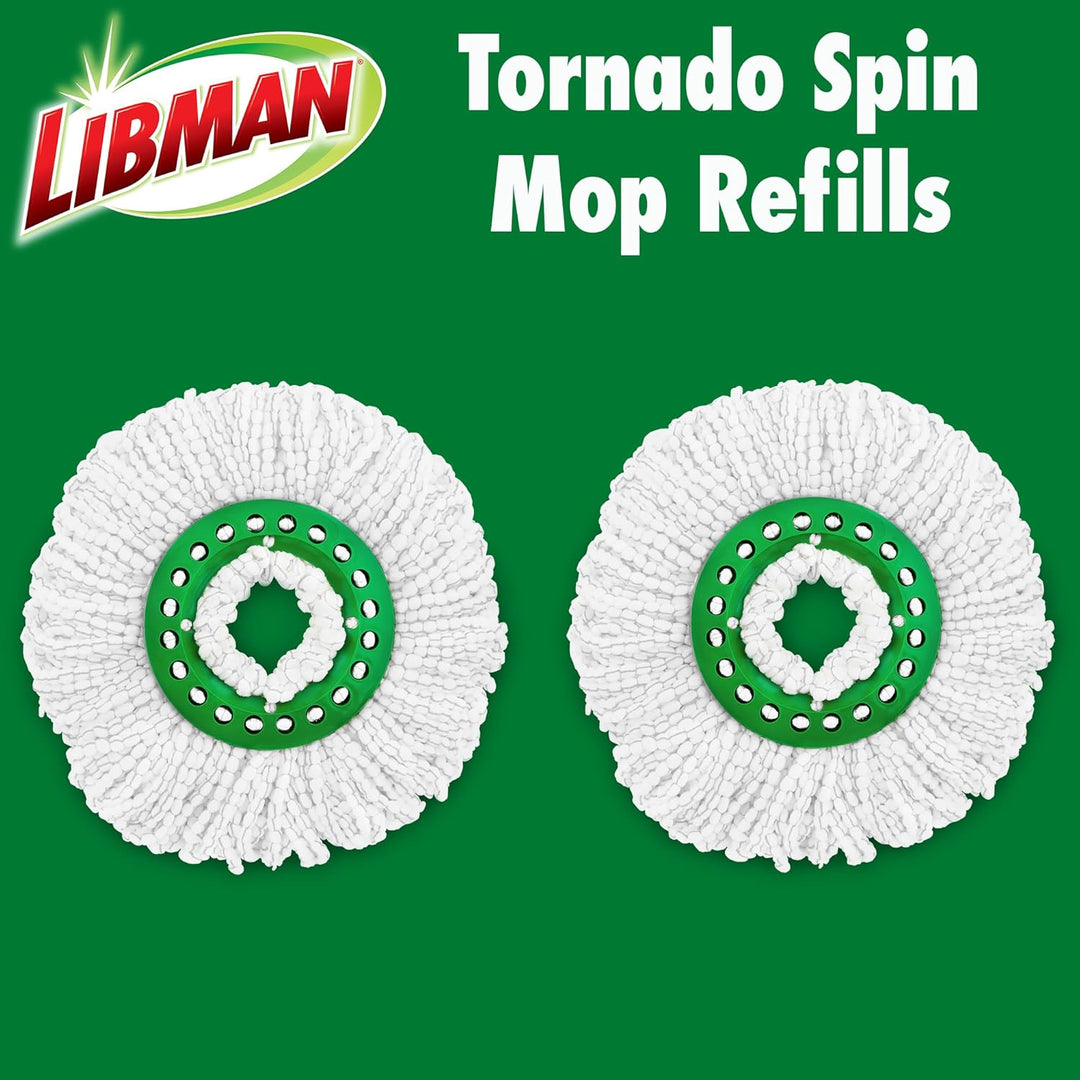 Libman Tornado Spin Mop Nachfüllpackungen, 2 Mikrofaserköpfe, einfach zu ersetzen, maschinenwaschbar