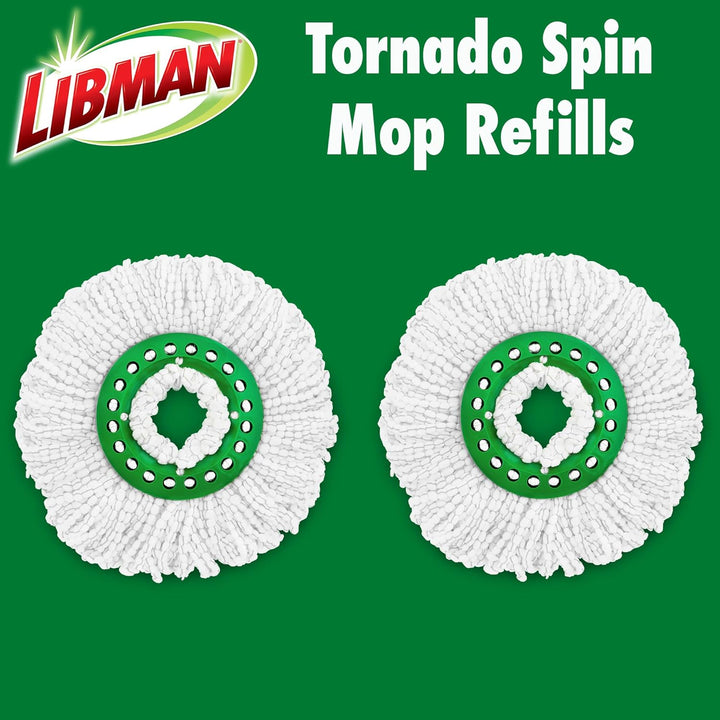 Libman Tornado Spin Mop Nachfüllpackungen, 2 Mikrofaserköpfe, einfach zu ersetzen, maschinenwaschbar