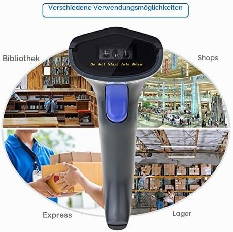 NETUM 2.4GHz CCD Barcode Scanner Wireless | kabelloser CCD Handscanner/Handheld Lesegerät USB | präz