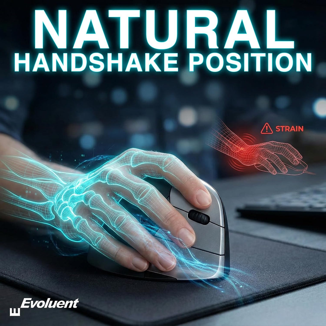 Evoluent – Erfinder der vertikalen Maus – VMC Vertikale Ergonomische Maus Wireless USB/Bluetooth Erg