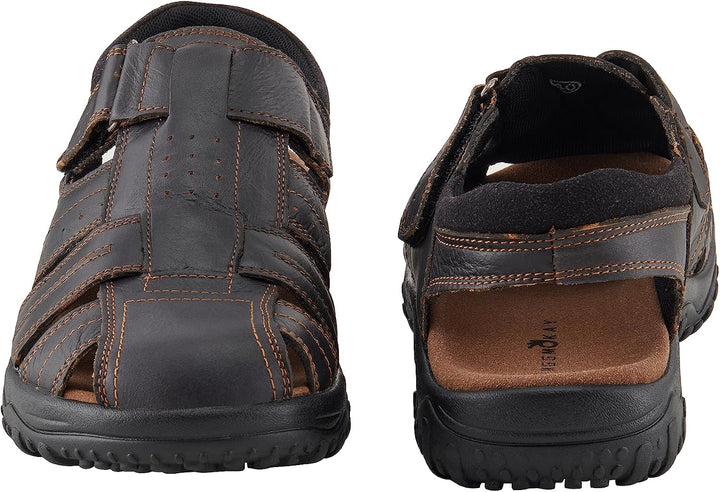 MGGMOKAY Herren Leder Sandalen Fisherman Closed Toe Outdoor-Sandale 40 EU Schwarz, 40 EU Schwarz