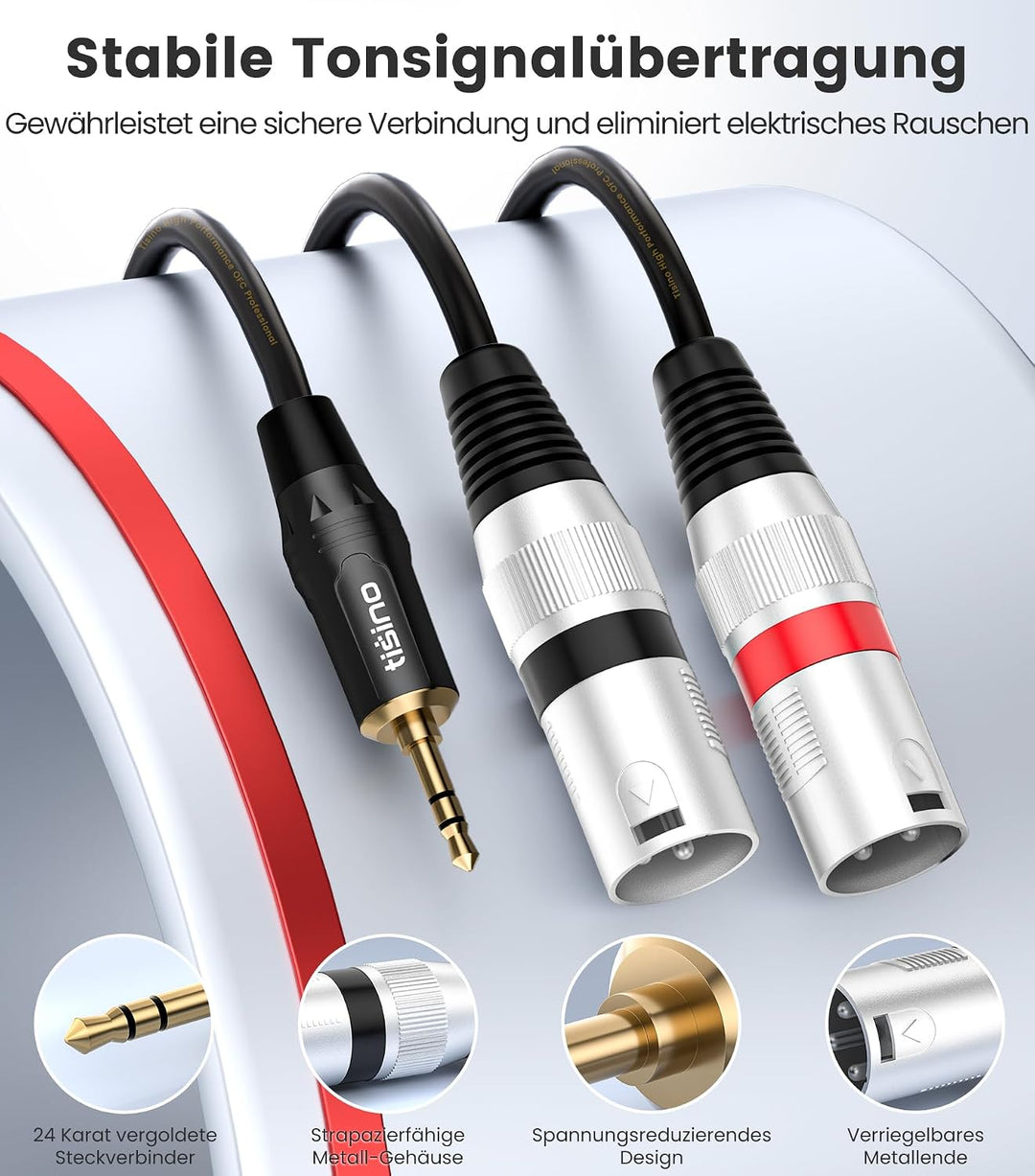 Tisino 3,5 mm auf XLR-Kabel, 3,5 mm auf Stereo-Breakout-Kabel mit zwei XLR-Steckern - 3m, 3M