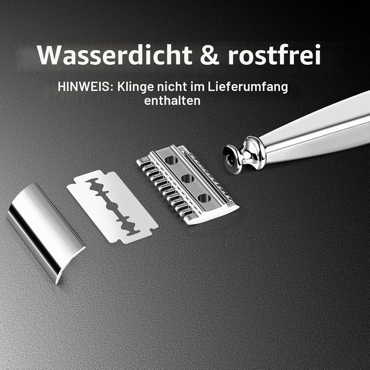 GRUTTI Vintage Deluxe Rasierset：Nassrasier-Set mit Magnet-Schale, Edelstahl Bürstenständer&amp; Anti-Rut
