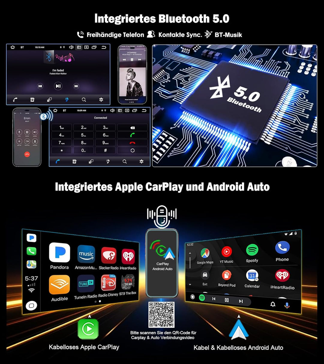 Erisin 7 Zoll 8-Kern 4GB+64GB Android 12 Autoradio Bluetooth mit GPS Navi Für Mercedes Benz SLK Klas