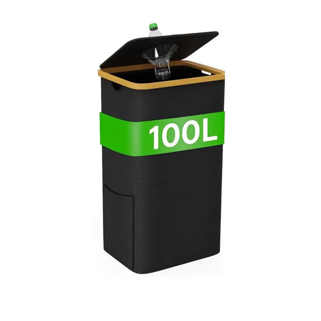 100L Pfandflaschen-Sammelbehälter mit Deckel – Dunkelgrauer Sammelbehälter für Leergut &amp; Altglas – S