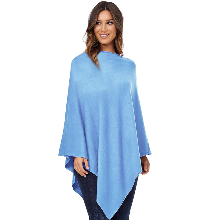 Glamexx24 Damen Elegante Poncho Strick Pullover Strick Jacke Einheitsgrösse Leichtblau, Einheitsgrös
