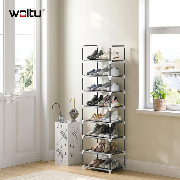WOLTU Schuhregal 8 Ebenen Vliesstoff Schuhablage Metallgestell Schuhständer abnehmbare Ablage für 24