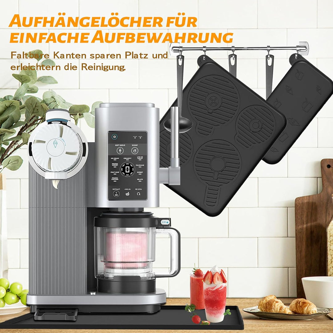 Gleitunterlage für Ninja Creami Eismaschine NC700/500/300 Arbeitsplattenmatte, 3 Stück Silikonmatte