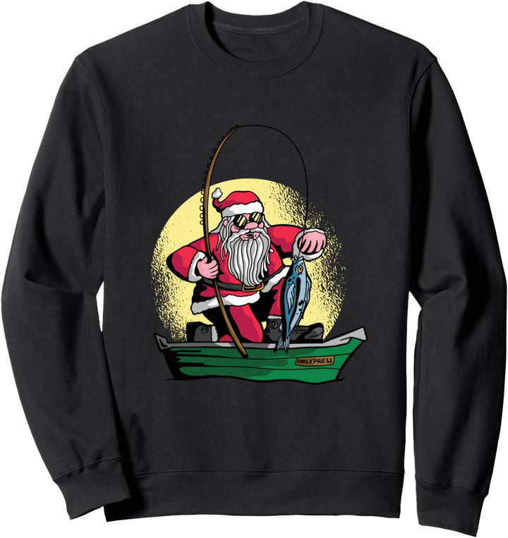 Der Weihnachtsmann geht an Weihnachten angeln Sweatshirt