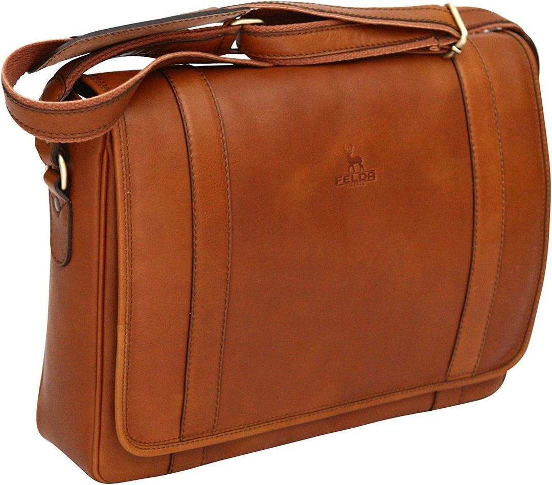 Messenger Bag aus Echtleder mit 13" Laptop-Fach Hellbraun, Hellbraun