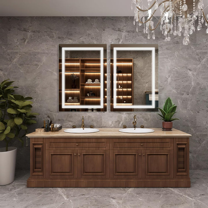 LED-Badspiegel 70x90 cm, Badezimmerspiegel Wandspiegel Lichtspiegel mit Beleuchtung mit Touch-Schalt