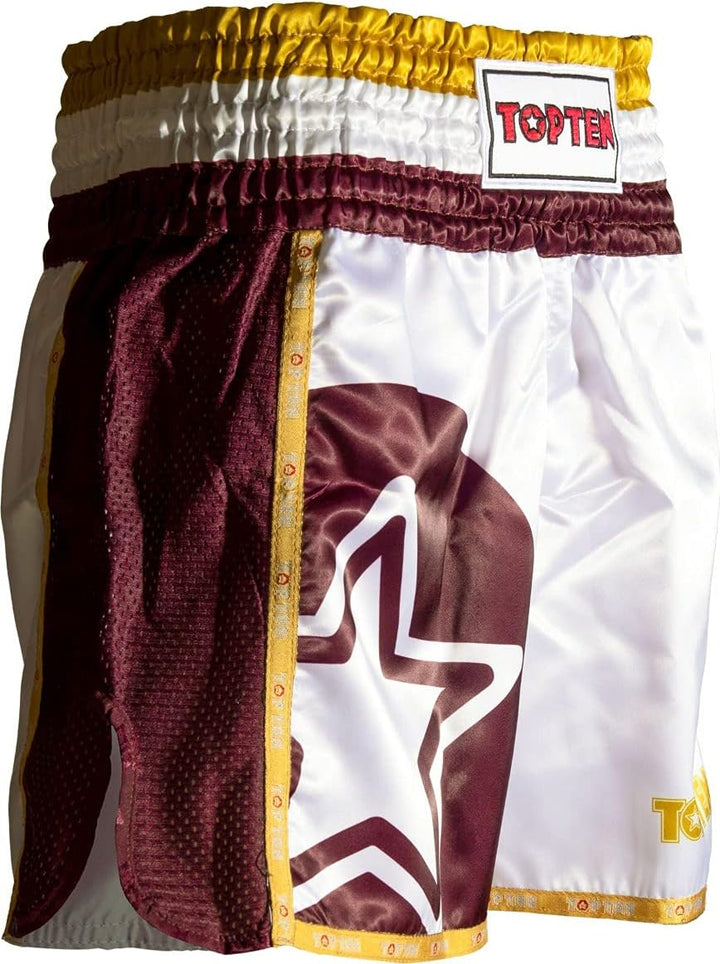TopTen Thaibox-Shorts „Star“ XXL Weiss - Rot, XXL Weiss - Rot