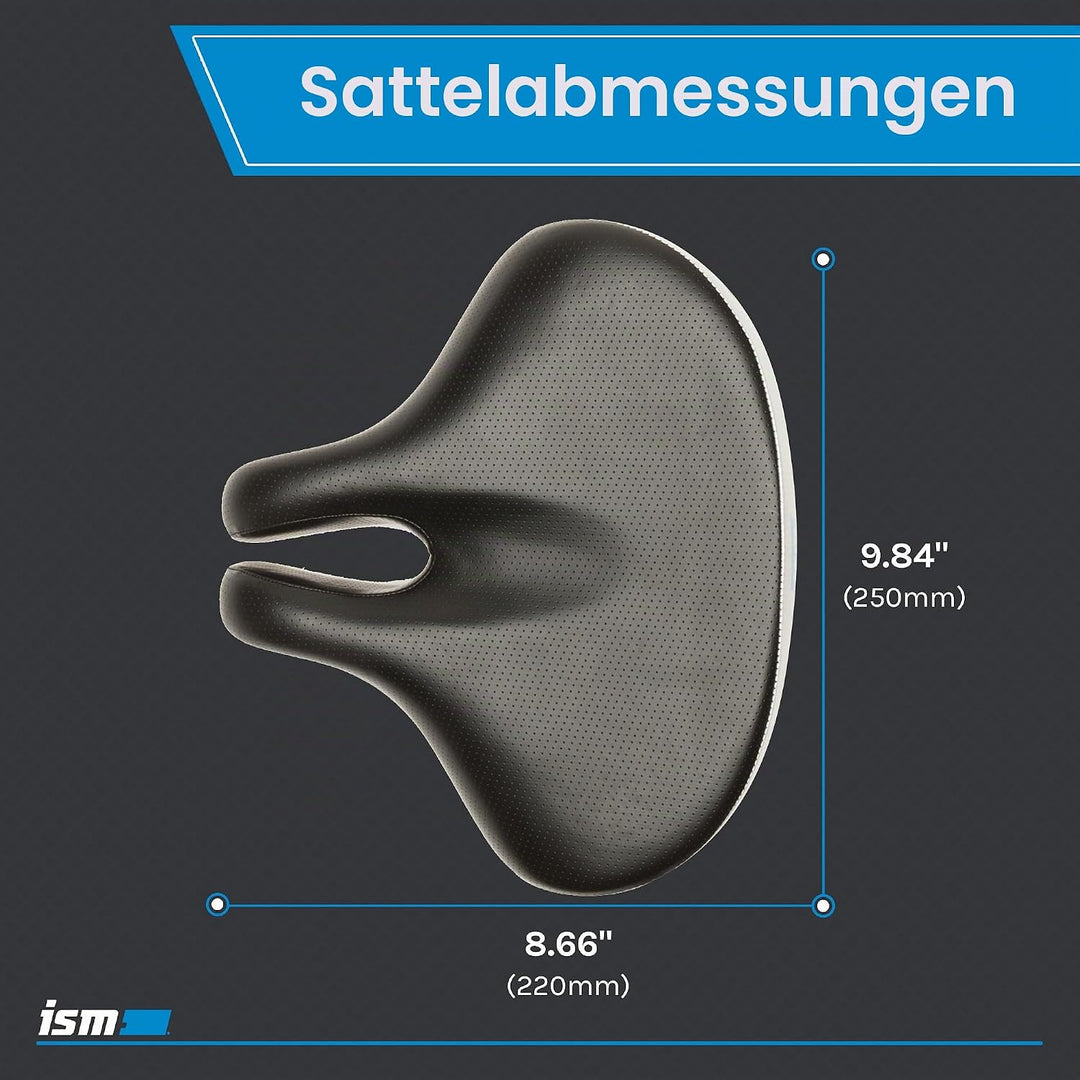 ISM Comfort Series Noseless Bike Saddle for Upright Riders - Anatomic Relief Bicycle Saddle for Hybr