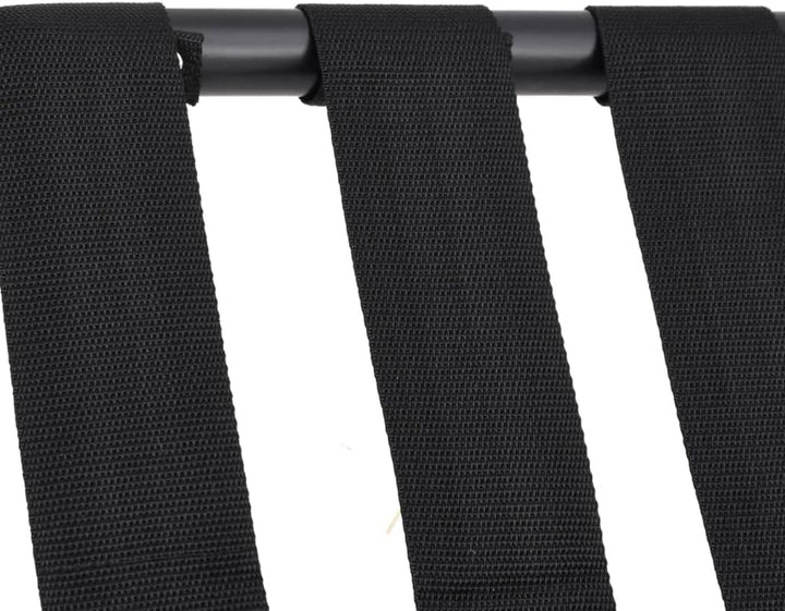Gepäckablage Schwarz 56x40x49 cm aus Stahl und Nylon, Kofferablage klappbar, Kofferständer mit 4 Gur