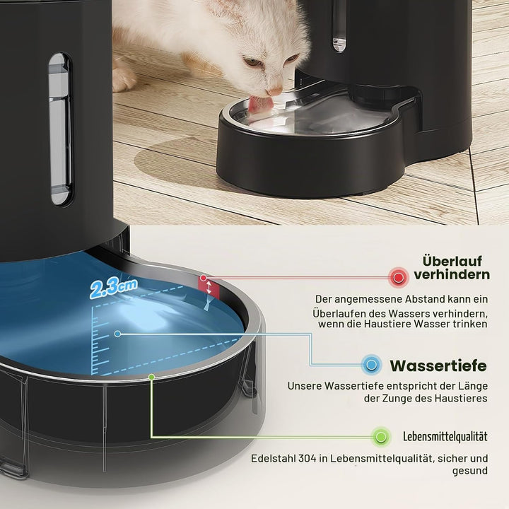 JUNSPOW 4L Automatischer Filter-Wasserspender für Hunde &amp; Katzen 4L+Filter-Schwarz Schwarz, 4L+Filte