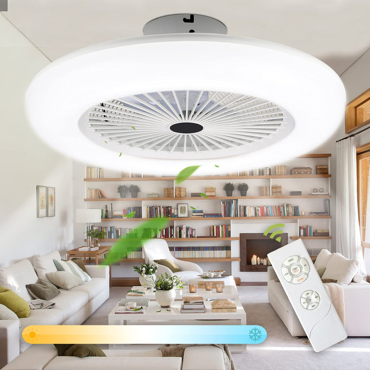 2 Stück 80W Deckenventilator mit Beleuchtung und Fernbedienung, LED Deckenlampe mit Ventilator Einst
