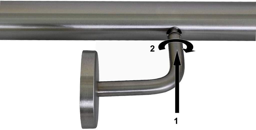 TIBU Handlauf Edelstahl 33,7 mm Geländer 0,3m - 6m, Länge 120 cm, Ende halbrunde Kappe und gewinkelt