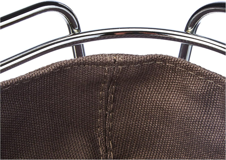 blomus -DELARA- Brotkorb Oval aus verchromtem Stahl, Magnet, Baumwoll-Stofftasche, trendiges &amp; moder