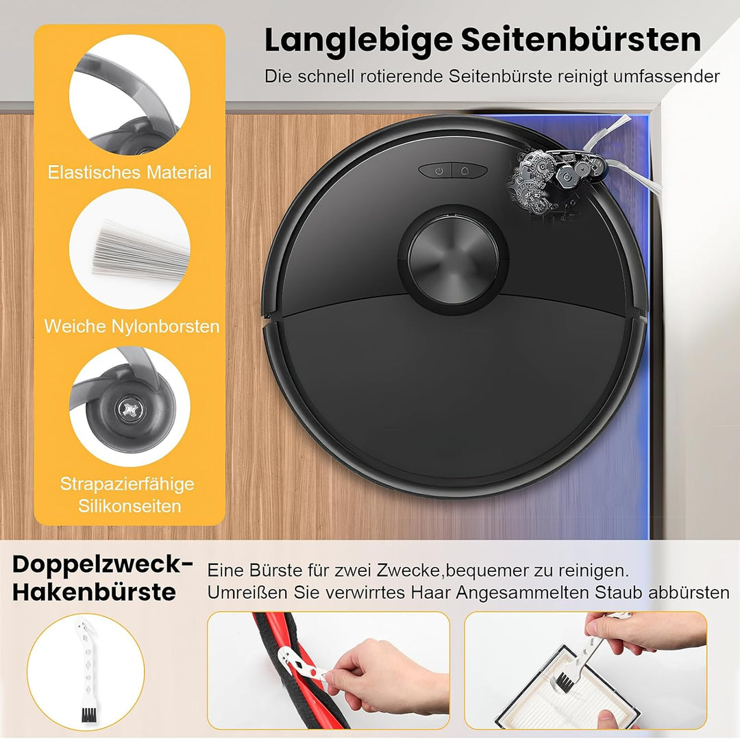 14 Stück Zubehörset für Roborock Q10 S5 / Q10 S5+ Saugroboter, 1 Hauptbürste 4 Wischpad 4 HEPA Filte
