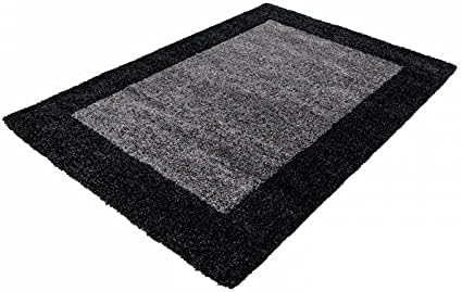 Carpettex Hochflor Teppich Wohnzimmer Shaggy Flokati Teppich Modern Bordüre Design 80 x 250 cm Flur