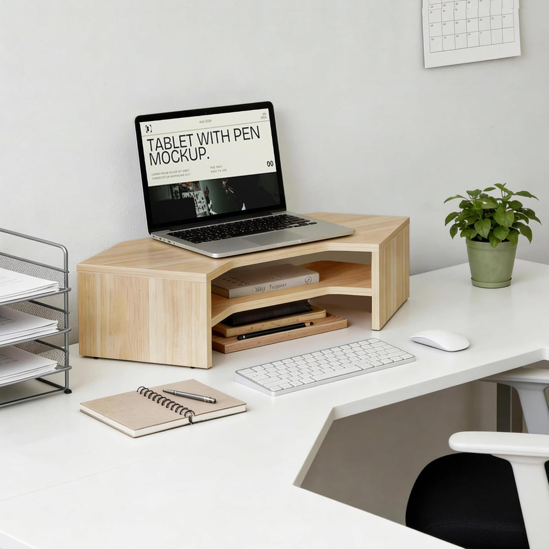 Fenge Monitorständer, L-förmig für Ecken Laptop PC, Monitor Stand, Eiche, Eiche