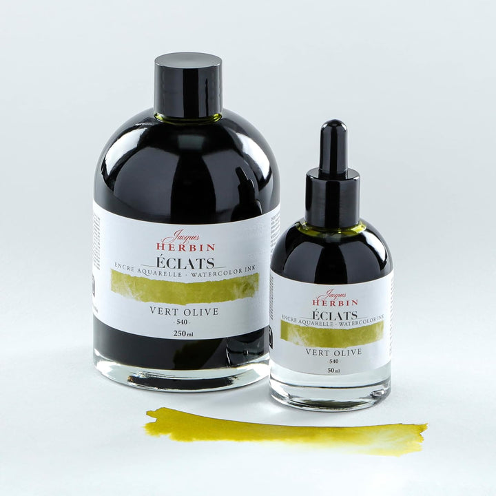 Jacques Herbin 18540TAMZ Tintenflakon Kalligraphie Aquarell 250ml Olivegrün Olivengrün 250 ml, Olive