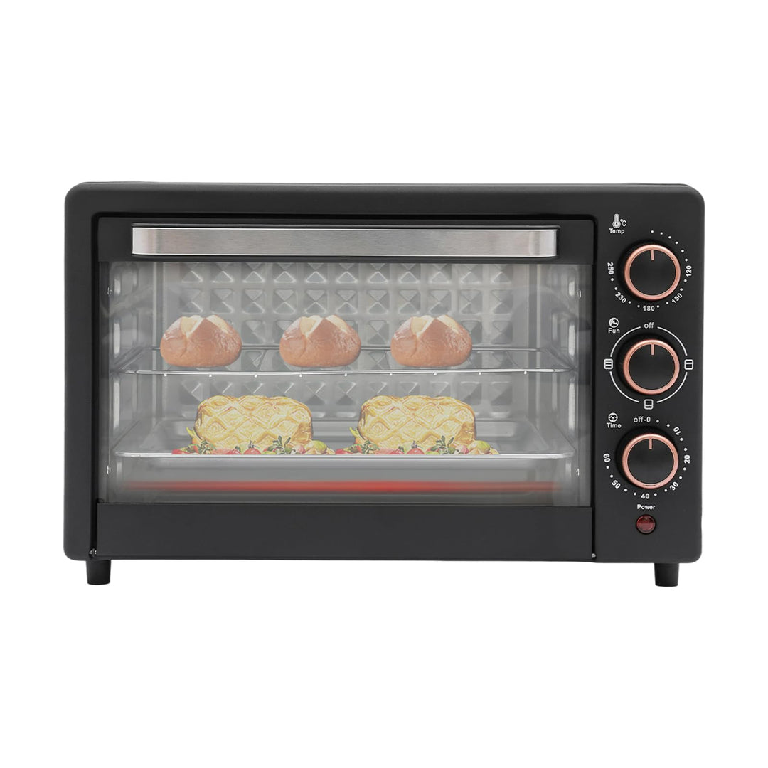 22 L Minibackofen, Klein mini Backofen mit Grillpfanne &amp; Grillrost, 1000 W, 60Mins Timer, Pizza-Ofen