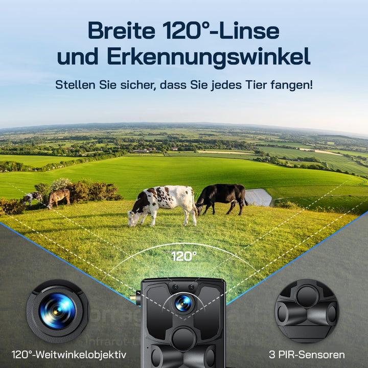 WOLFANG Wildkamera, 2.5K 4G LTE Live Solar Übertragung Wildkamera mit Handyübertragung App, Echtzeit