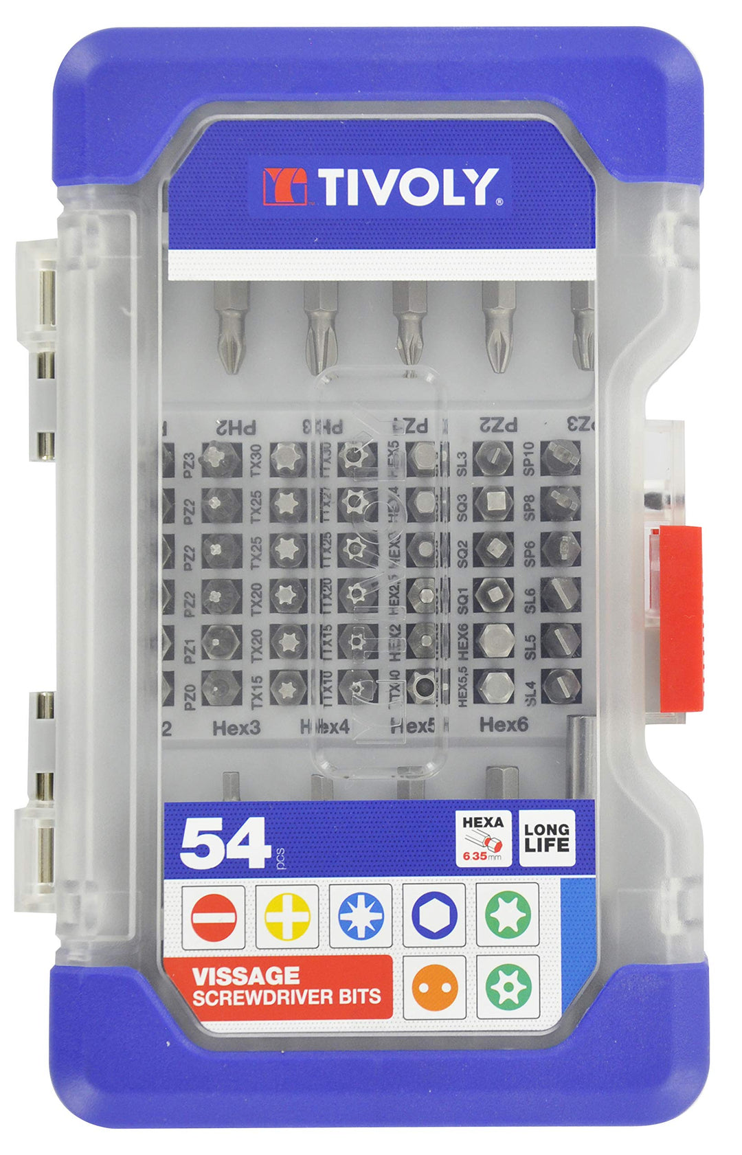 Tivoly 11501570040 Schraubendreher-Bits Set 25/50mm, 54 Stuck