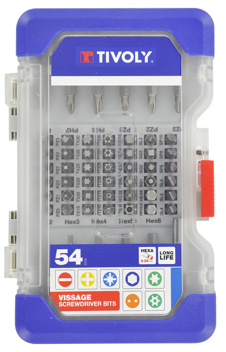 Tivoly 11501570040 Schraubendreher-Bits Set 25/50mm, 54 Stuck