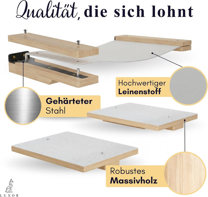 LUXOR Kletterwand Katzen Hängematte inkl. 2X Katzentreppe Wand &amp; Befestigungsmaterial - Stabilität u