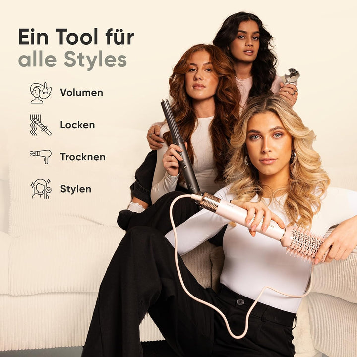 Warmluftbürste Heissluftbürste 6-in-1 Set, Lockenbürste, Stylingbürsten, 135.000 U/min, ionischer Ho
