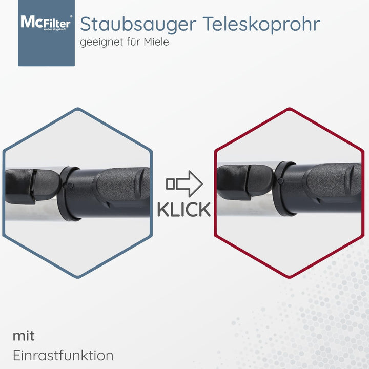 McFilter I Teleskoprohr geeignet für Miele S3, S5, S6, S7 und S8 Staubsauger Serie, Staubsaugerrohr