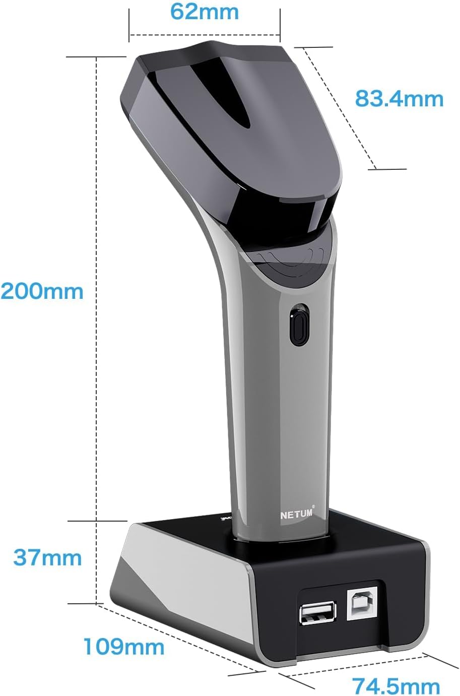NETUM Bluetooth Barcode Scanner Kabellos mit Ladeschale, 2.4G USB 1D CCD Barcode Reader, Freispreche