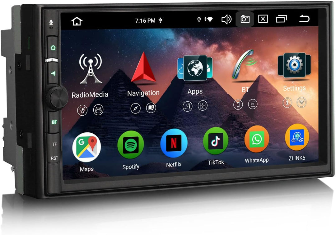 Erisin 7 Zoll Universal 8-Kern 4GB RAM 64GB ROM Android 14 Autoradio Bluetooth mit GPS Navigation Un