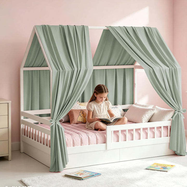 2 Stück Hausbett Himmel 67 x 270 cm Weich und Atmungsaktiv Baldachin Kinderzimmer Deko Betthimmel Ha
