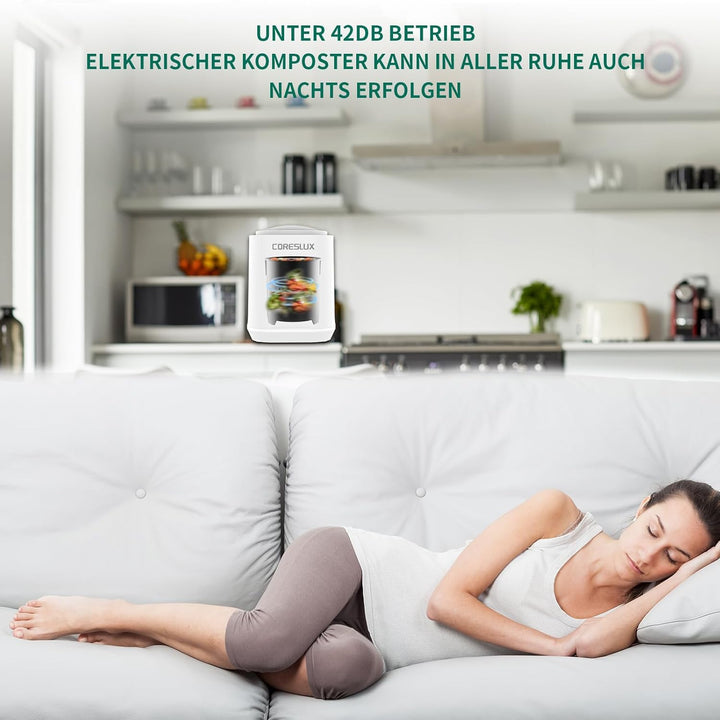 CORESLUX Elektrischer Komposter, 4L Küchenkomposter Geruchsdichter, Selbstreinigend, Verwandeln Sie