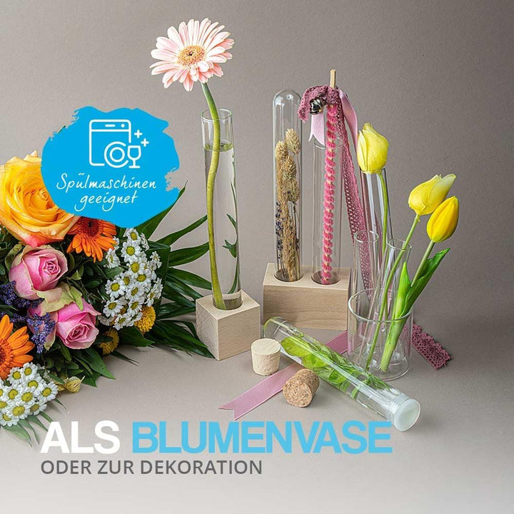 Tuuters Glas Reagenzglas mit Korken 25 Stück (250 x ø 30 mm) Gewürzgläser | Reagenzgläser für Blumen