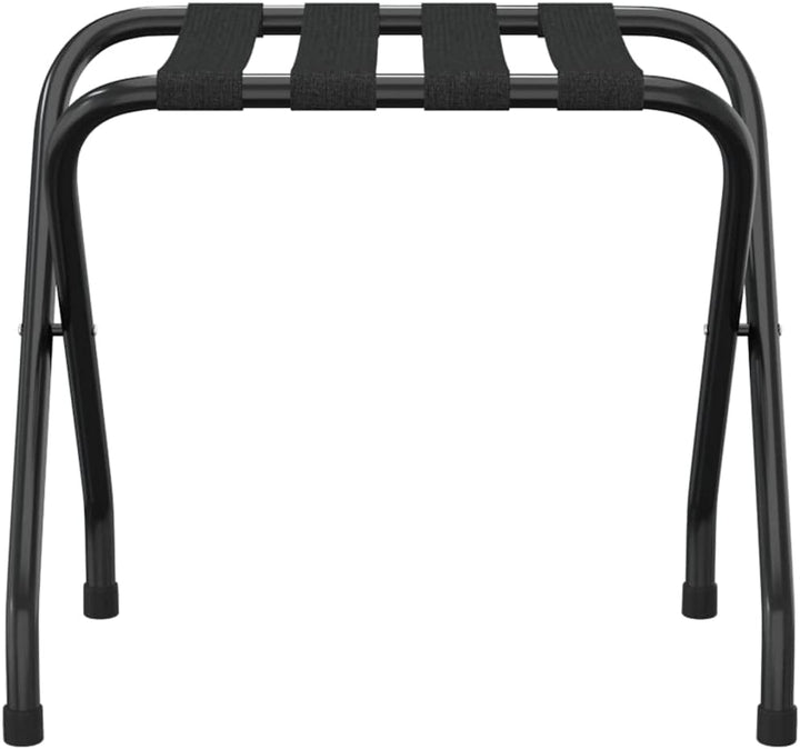 Gepäckablage Schwarz 56x40x49 cm aus Stahl und Nylon, Kofferablage klappbar, Kofferständer mit 4 Gur