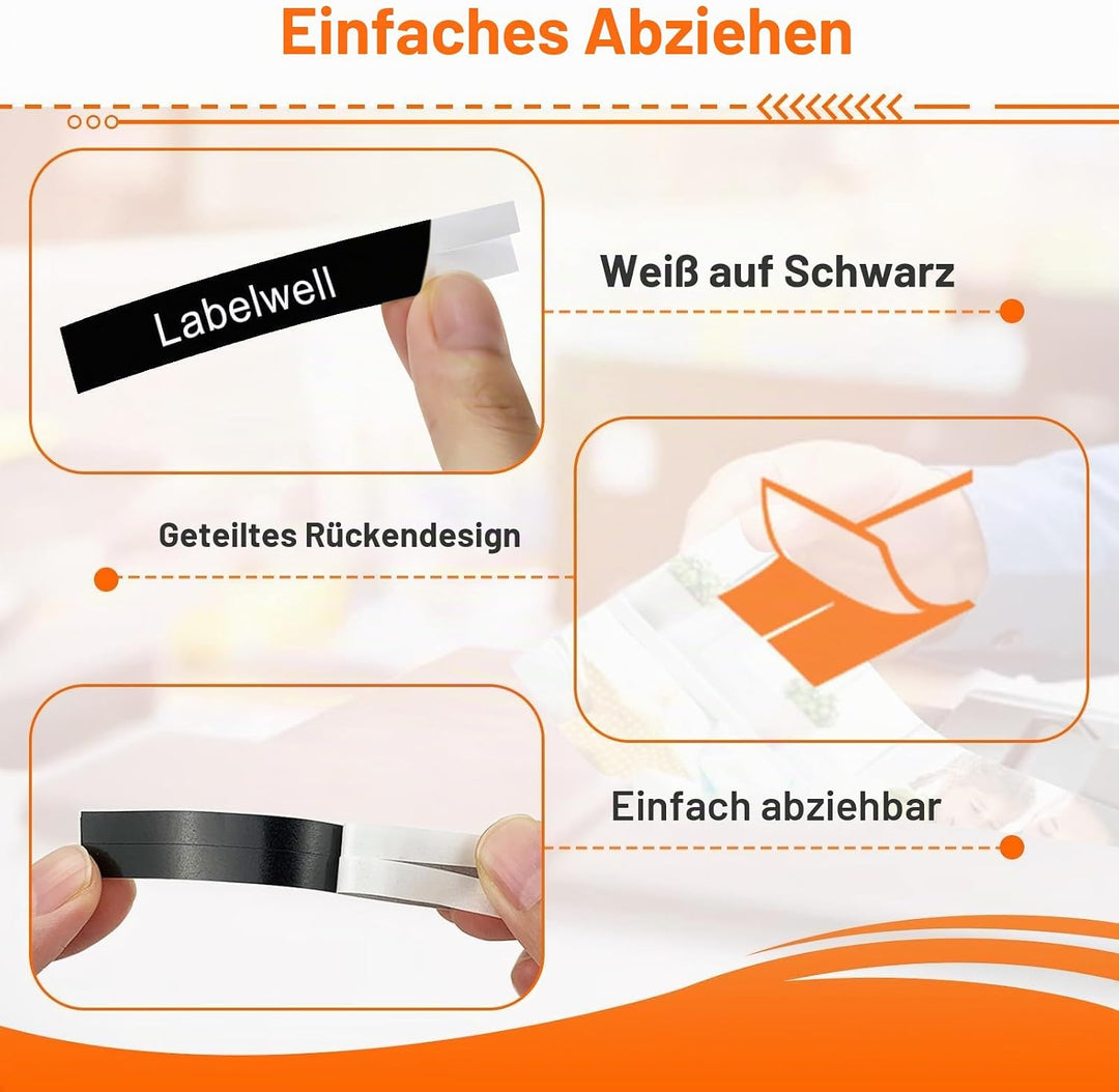 3x Labelwell kompatibel für Brother TZe-335 Schriftband Weiss auf Schwarz 12mm Laminiert Bänder für