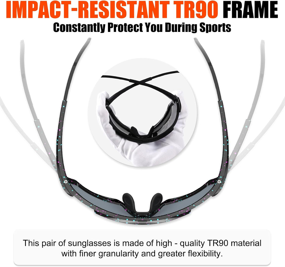 X-TIGER Fahrradbrille, UV400 mit 5 Wechselgläser,Herren Damen Sportbrille, Starker TR90 Frame,Outdoo