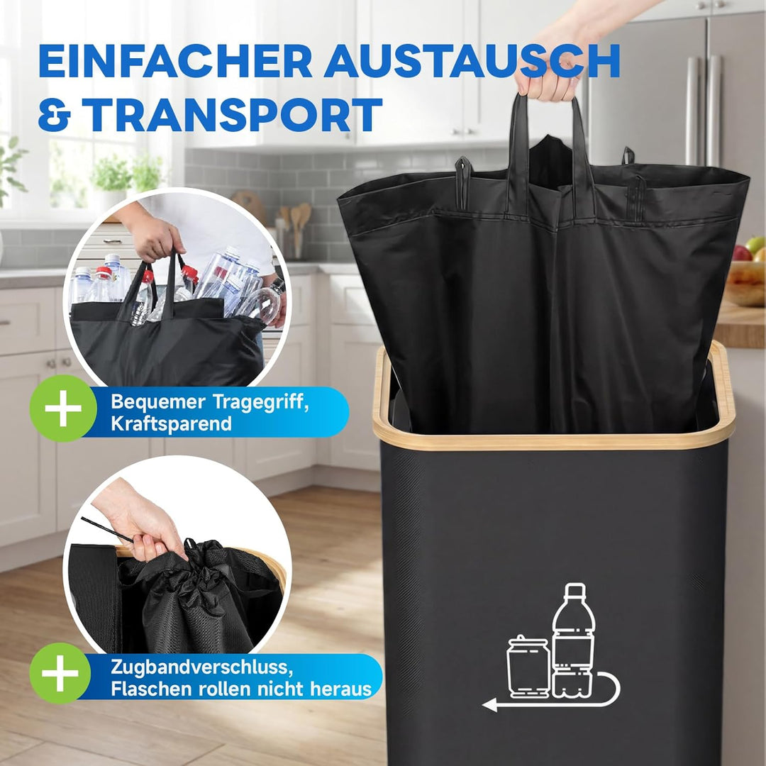 Pfandflaschen Sammelbehälter Innentasche, 80L Tragetaschen für Flaschensammler, 230D Pfandflaschen T