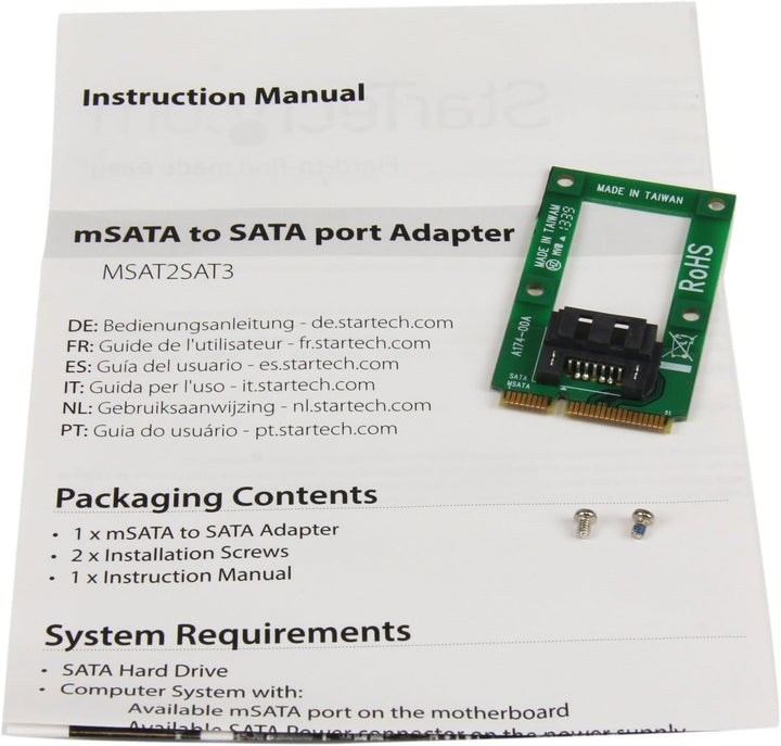 StarTech.com mSATA auf SATA Festplatten / SSD Adapter - Mini Serial-ATA zu SATA Konverter - Festplat