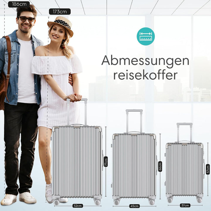 Voyagoux Koffer Handgepäck - 39L, Hartschalenkoffer klein, TSA-Schloss, ABS, 4X 360° Rollen, Robust