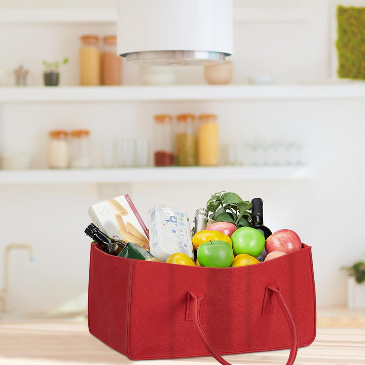 Relaxdays Kaminholztasche aus Filz, tragbarer Feuerholzkorb, faltbarer Zeitungshalter HxBxT: 25 x 25