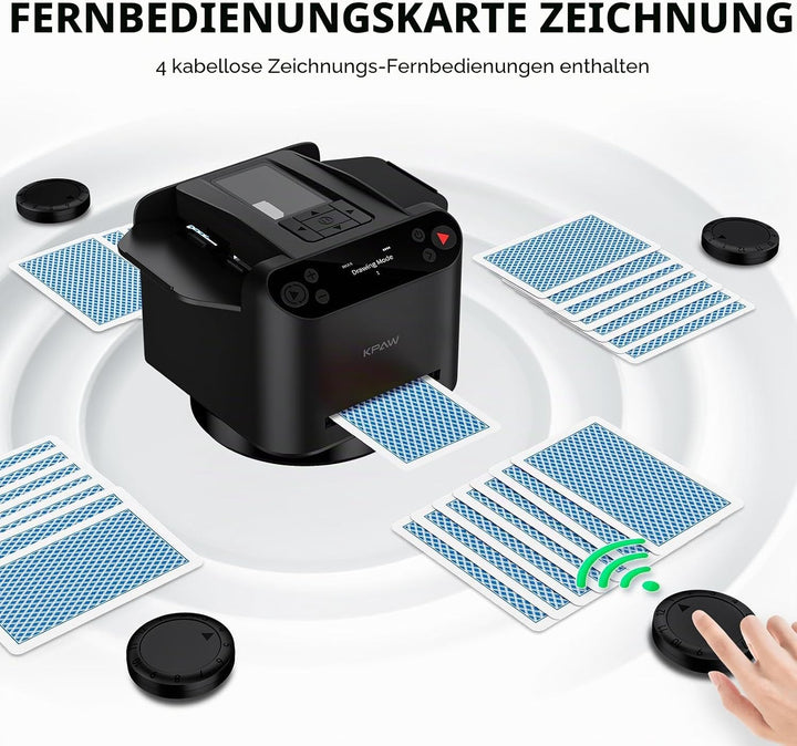 Kartenmischmaschine mit Austeilen, 360° Drehung für 1–2 Decks, mit 4 Fernbedienungen, Automatischer