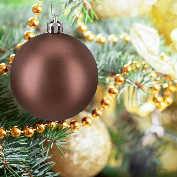 Relaxdays Weihnachtskugeln 100er Set, Weihnachtsdeko, glänzend, braun, Braun