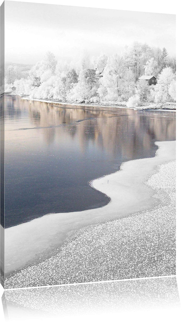 Pixxprint Traumhafte Winterlandschaft als Leinwandbild/Grösse: 120x80 cm/Wandbild/Kunstdruck/fertig